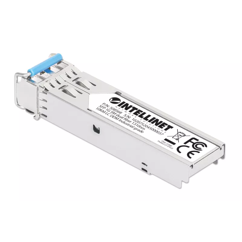 Modulo ricetrasmettitore ottico SFP Intellinet Industrial Gigabit Fiber 1000Base-LX monomodale 10 km argento