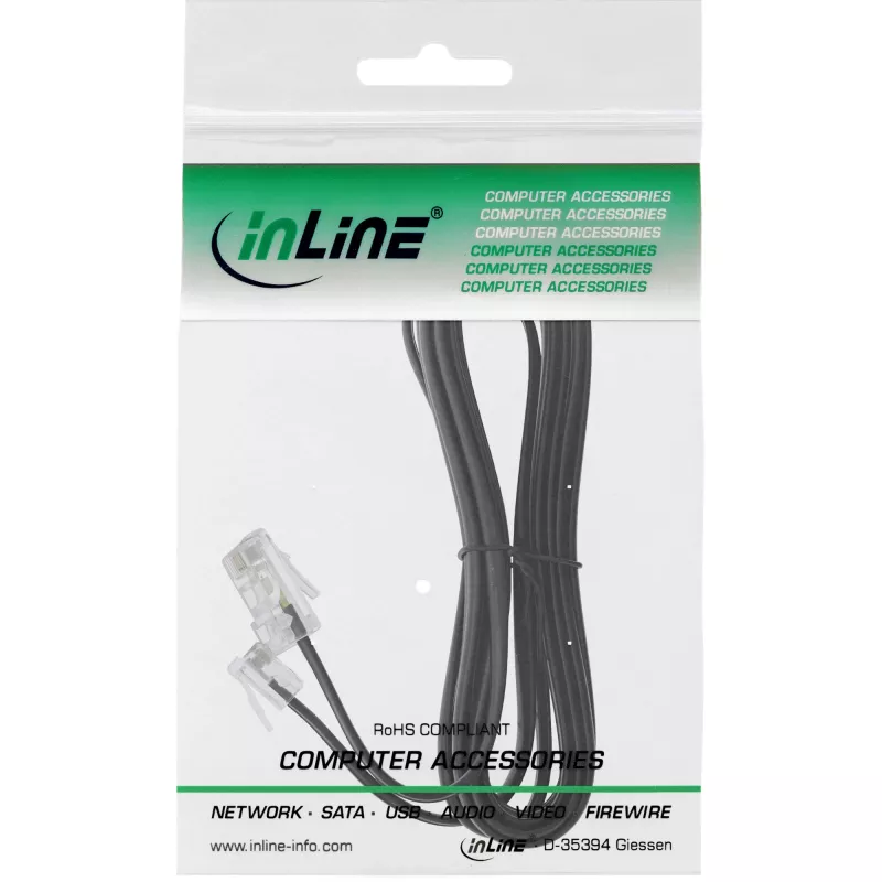 Cavo modulare InLine RJ45 8P4C / RJ11 6P4C connettore maschio/maschio 10 m