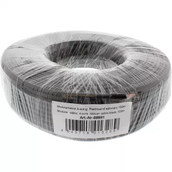 Cavo modulare InLine cavo piatto a 4 fili nero anello 100 m