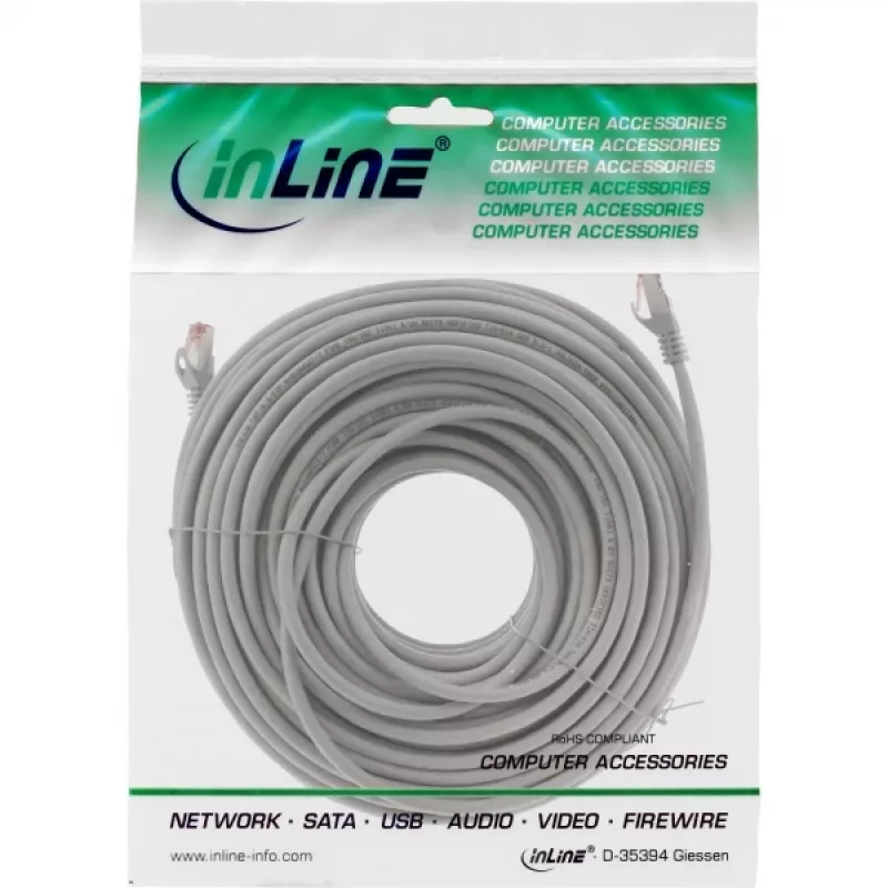 Cavo patch InLine S/FTP PiMF Cat.6 250MHz rame halogen free grigio 50 m