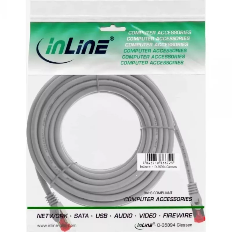 Cavo patch InLine S/FTP PiMF Cat.6 250MHz rame halogen free grigio 30 m