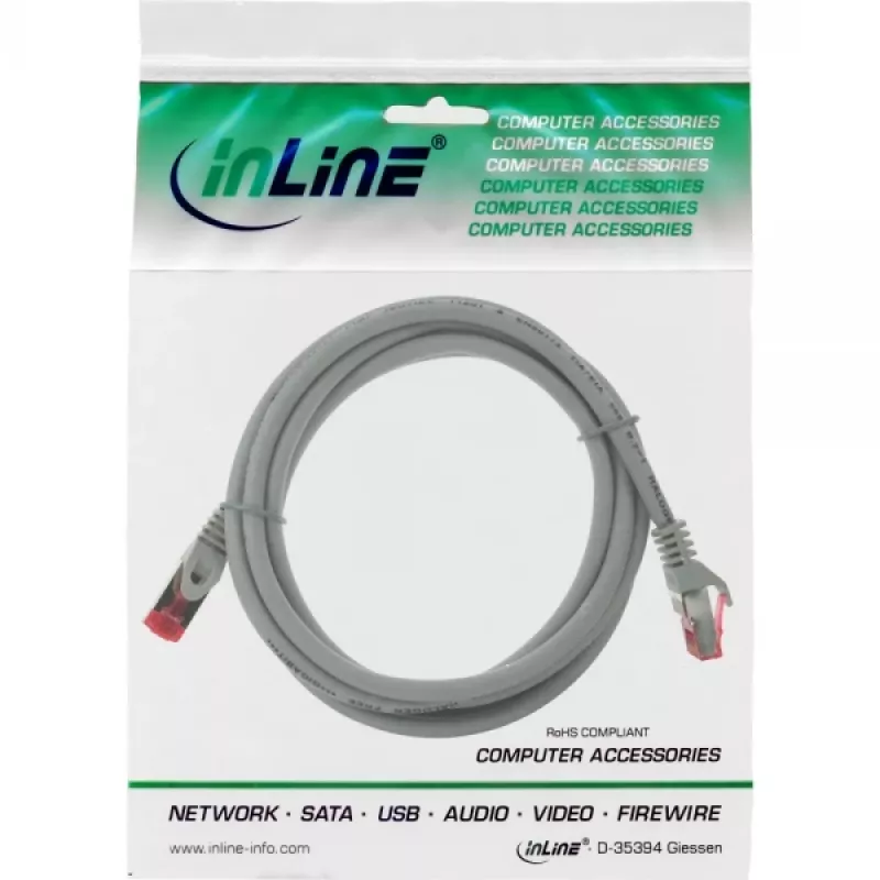 Cavo patch InLine S/FTP PiMF Cat.6 250MHz rame halogen free grigio 0,25 m