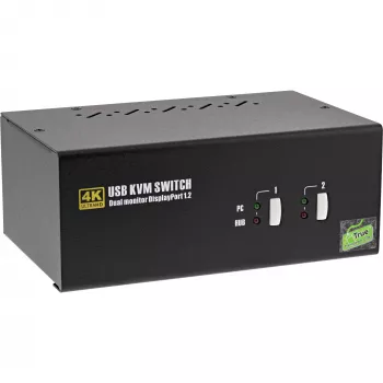 Switch KVM desktop InLine, 2 porte, doppio monitor DisplayPort 1.2, 4K, USB 2.0
