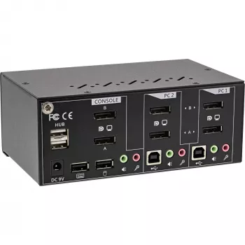 Switch KVM desktop InLine, 2 porte, doppio monitor DisplayPort 1.2, 4K, USB 2.0