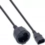 Cavo di alimentazione InLine, C14 su Schuko femmina, nero, 2 m