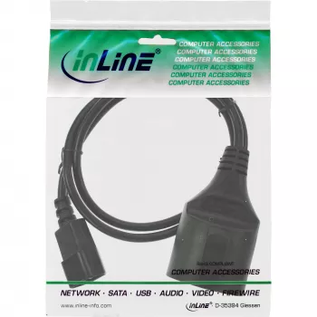 Cavo di alimentazione InLine, C14 su Schuko femmina, nero, 2 m