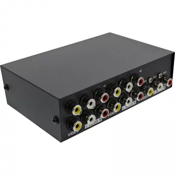 Switch AV InLine manuale 4 porte 3x RCA IN/OUT Composite nero