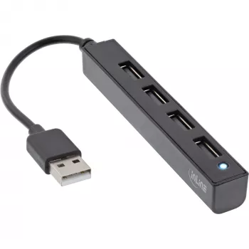 Hub USB 2.0 4 porte InLine, connettore maschio USB-A su 4x connettore femmina USB-A, cavo 15cm
