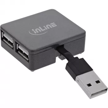 Hub USB 2.0 4 porte InLine, connettore maschio USB-A su 4x connettore femmina USB-A, cavo 4cm