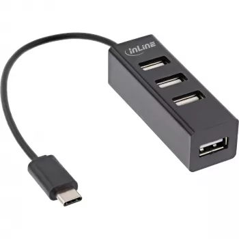 Hub USB 2.0 4 porte InLine, connettore maschio USB-C su 4x connettore femmina USB-A, cavo 15cm