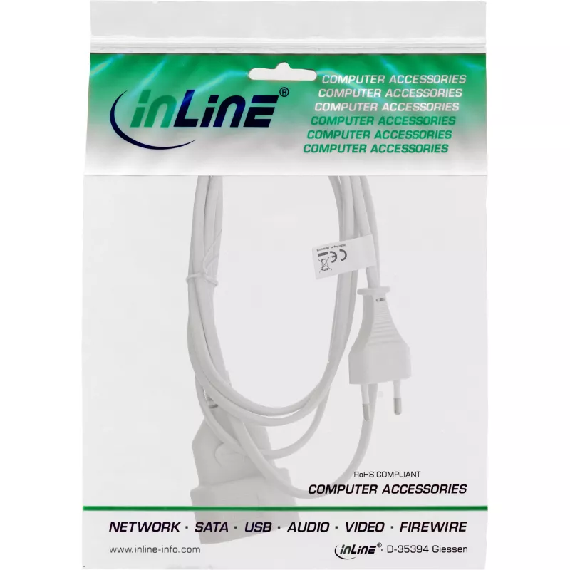 Prolunga elettrica InLine connettore maschio tipo C euro / connettore femmina, bianco, 2 m