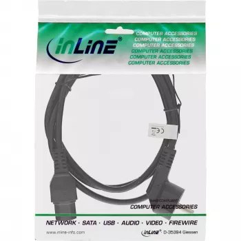 Cavo di alimentazione InLine, CEE7/7 angolato su C15 dritto, 3 x 1mm², nero, 1,8m