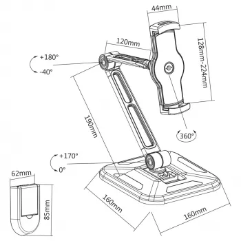 Supporto per tablet InLine per montaggio a parete o da tavolo, universale per 4,7