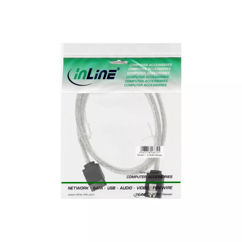 Cavo SATA 6Gb/s rotondo InLine con clip di blocco 0,75m