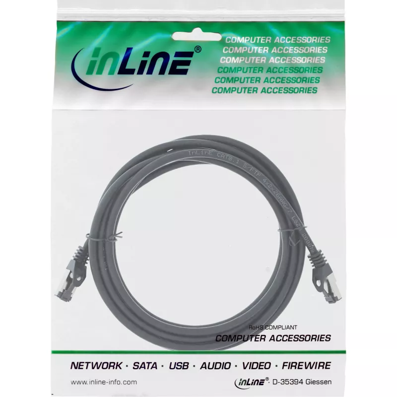Cavo patch InLine S/FTP PiMF Cat.8.1 senza alogeni 2000 MHz nero, 3 m