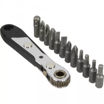 Set di attrezzi da tasca InLine con mini cricchetto + set di punte 12 pz.