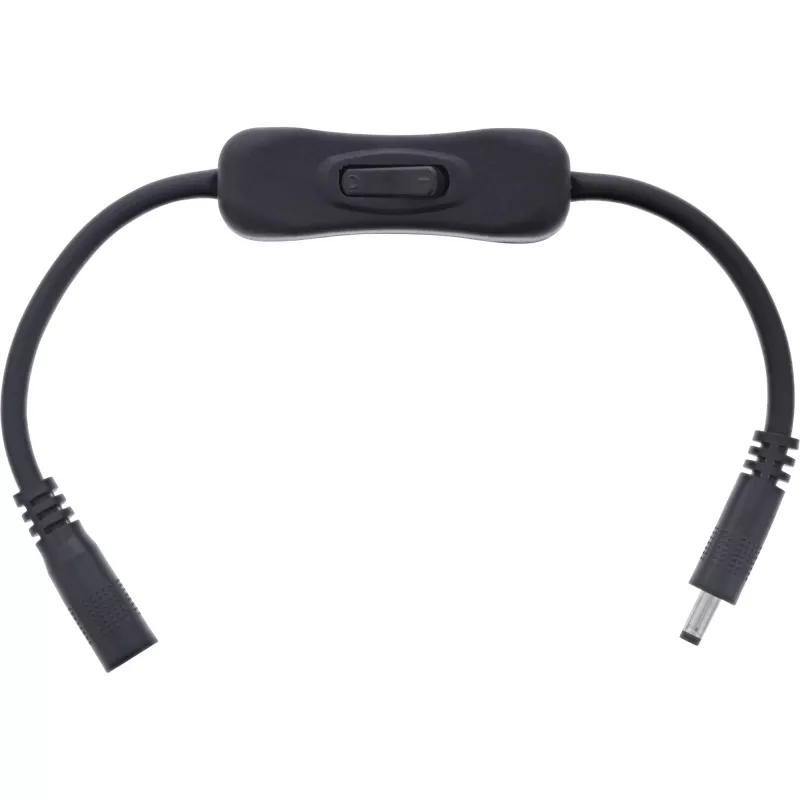 Cavo DC InLine con interruttore, connettore maschio/femmina DC 3,5x1,35mm, AWG 18, nero, 0,20m