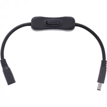 Cavo DC InLine con interruttore, connettore maschio/femmina DC 5,5x2,1mm, AWG 18, nero, 0,20m