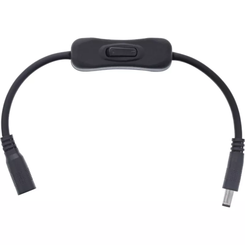 Cavo DC InLine con interruttore, connettore maschio/femmina DC 5,5x2,1mm, AWG 18, nero, 0,20m