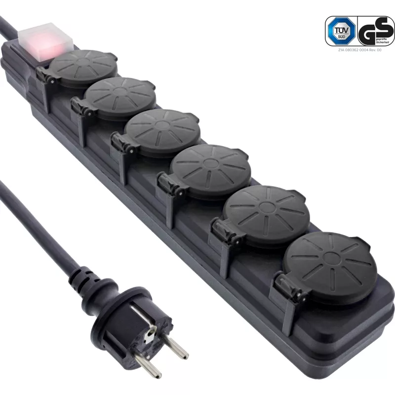 Prolunga elettrica InLine 16496P 5 m 6 uscite AC nero