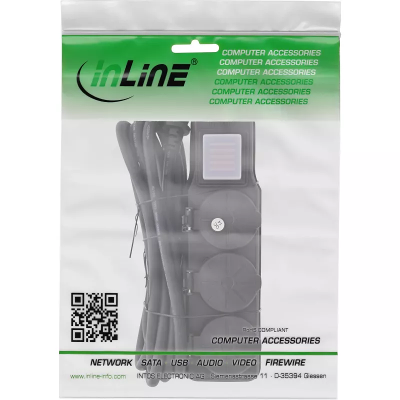 Prolunga elettrica InLine 16493P 5 m 3 uscite AC nero