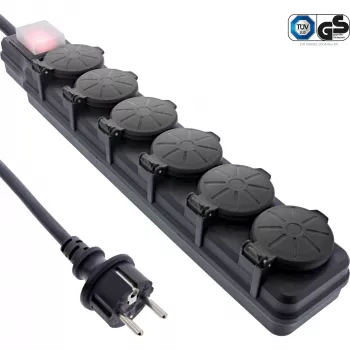 Prolunga elettrica InLine 16496O 3 m 6 prese AC nero