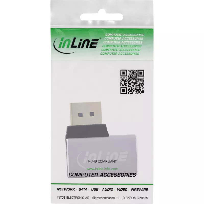 InLine 17291D cavo gender changer DisplayPort grigio, nero