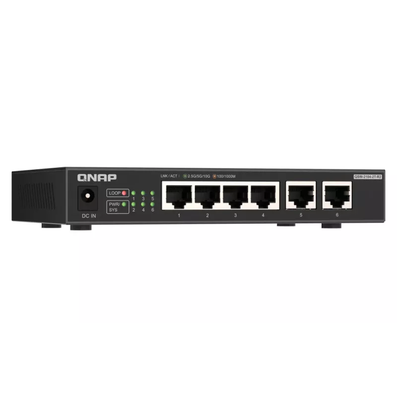 QNAP QSW-2104-2T-R2 switch di rete unmanaged 10G Ethernet (100/1000/10000) desktop nero