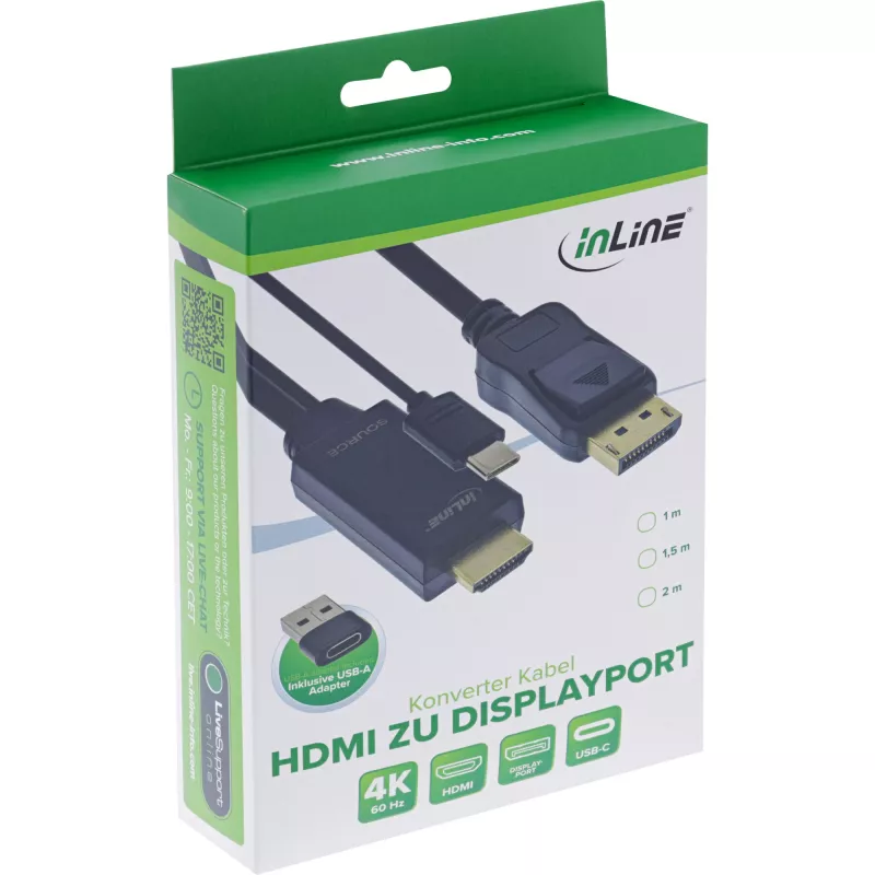 Convertitore video attivo InLine 17162I 3840x2160 HDMI a DisplayPort