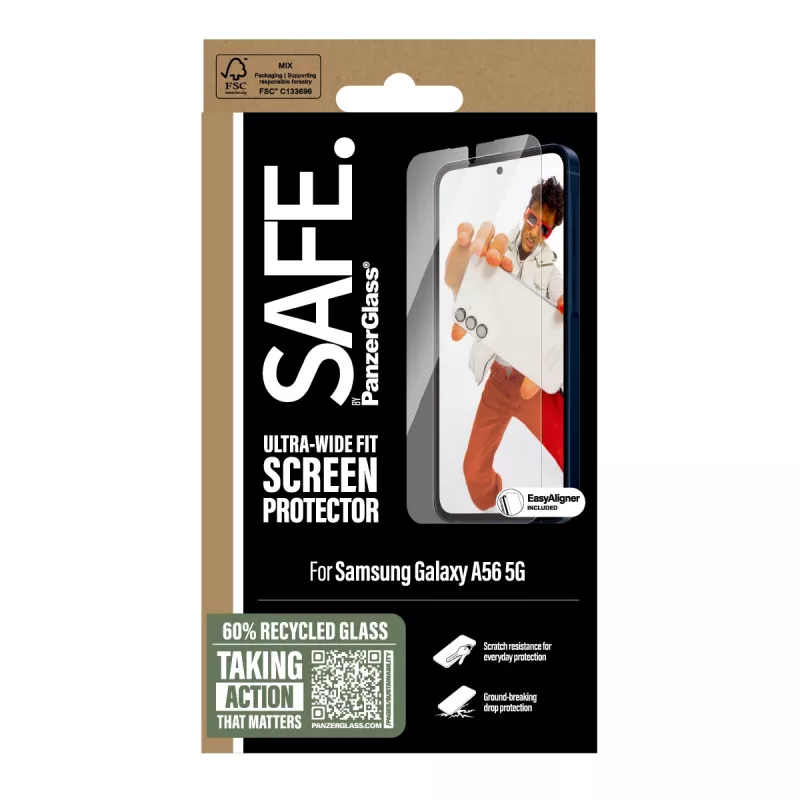 PanzerGlass SAFE. by ® protezione display Samsung Galaxy A56 5G | Ultra-Wide Fit con EasyAligner