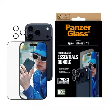 PanzerGlass bundle essenziale 2-in-1 iPhone 17 Pro antigraffio e antiurto