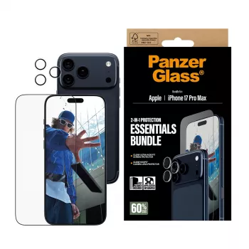 PanzerGlass bundle essenziale 2-in-1 iPhone 17 Pro Max antigraffio antiurto