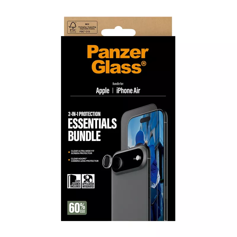PanzerGlass bundle essenziale 2-in-1 iPhone Air antigraffio e antiurto
