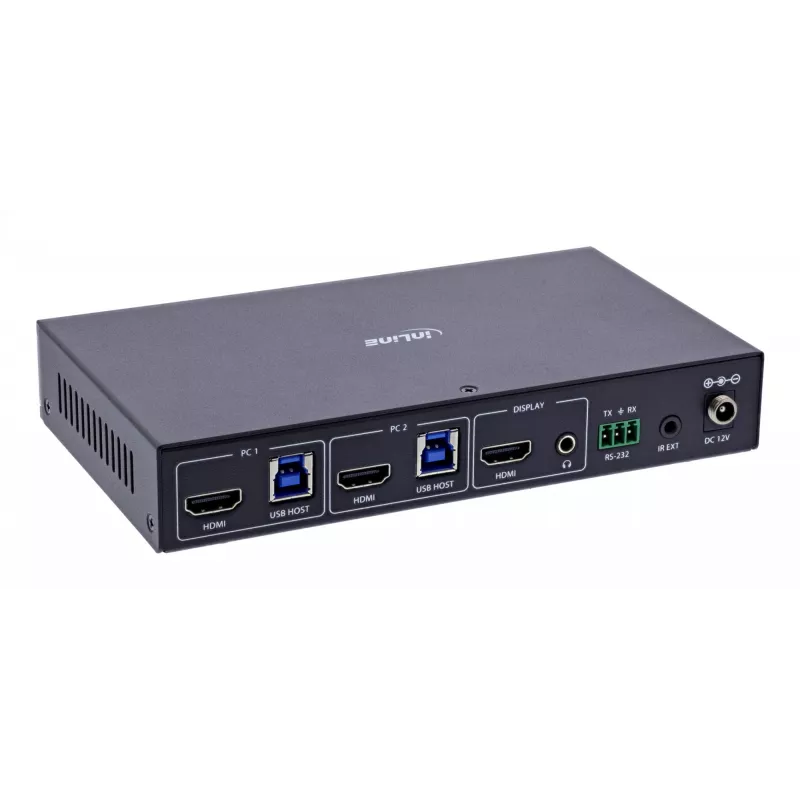 InLine 57885C Switch KVM, 2 porte, HDMI, 8K@60Hz, USB 3.2, con IR e RS-232