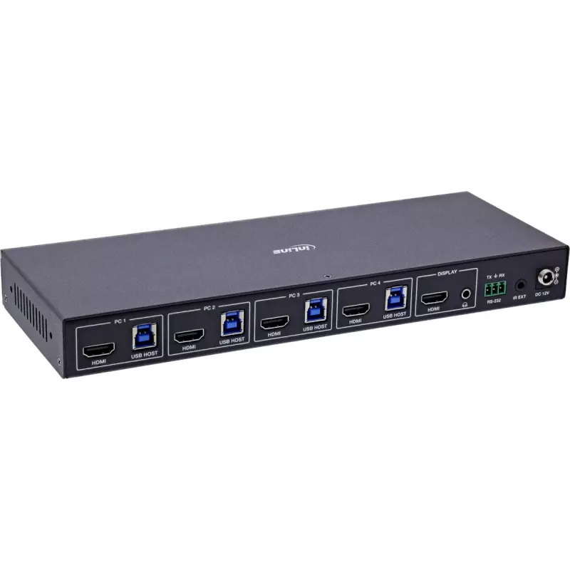 InLine 57885D Switch KVM, a 4 vie, HDMI, 8K@60Hz, USB 3.2, con IR e RS-232