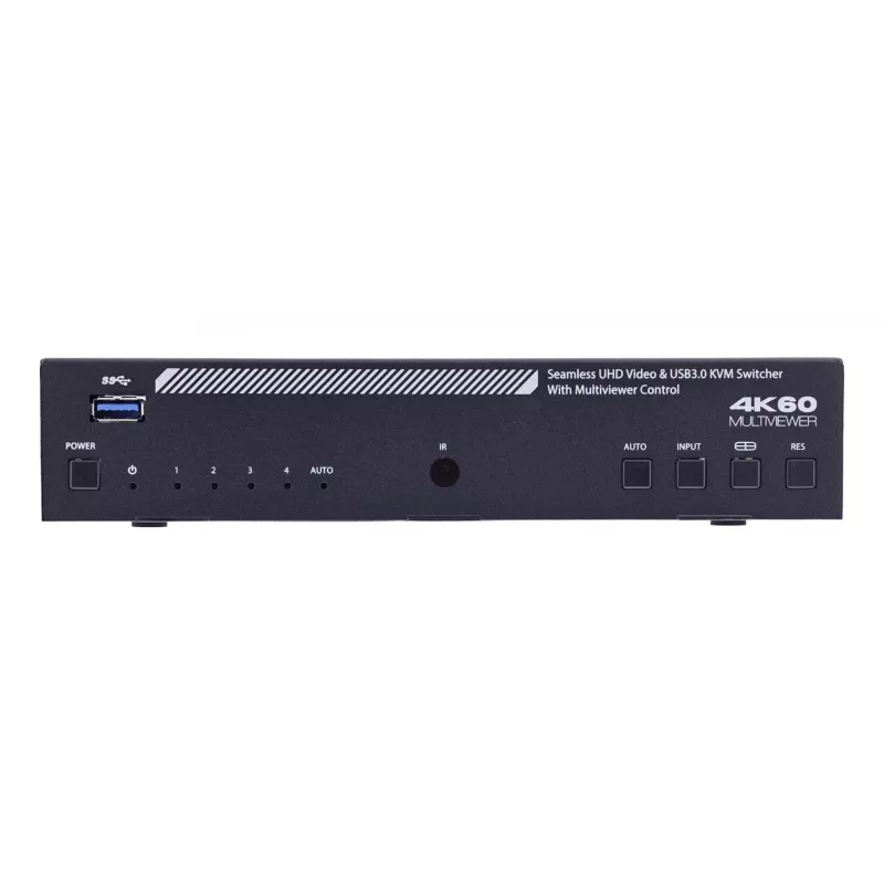 InLine 57885I Switch KVM, a 4 vie, HDMI, 4K60Hz, multiviewer, hub USB, nero