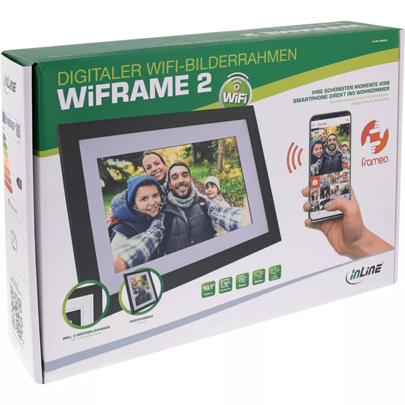 InLine cornice digitale WiFi WiFRAME 2, 10,1 pollici 1920x1200 16:10 IPS touch, app Frameo