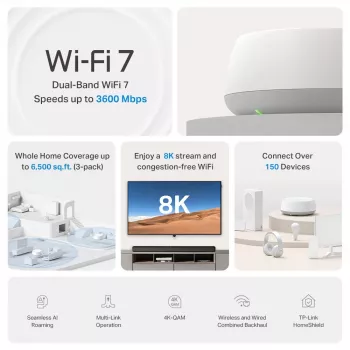 TP-Link DECO BE22 dual band (2,4 GHz / 5 GHz) Wi-Fi 7 (802.11be) bianco 2 interni