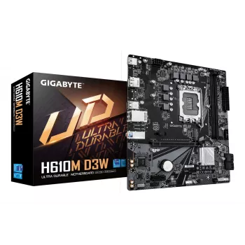 Scheda madre GIGABYTE H610M D3W LGA1700 per CPU Intel di 12ª–14ª generazione, 5+1+1 VRM, DDR5 fino a 5600 MHz, 128 GB, PCIe 3.0 M.2, 1 GbE, USB 3.2 Gen1