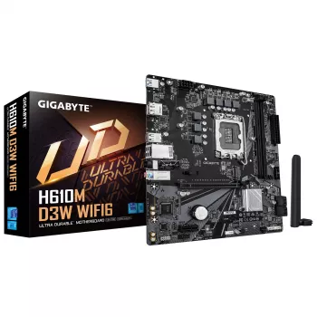 Scheda madre GIGABYTE H610M D3W WIFI6 – supporta CPU Intel Core di 14ª generazione, 5+1+1 fasi VRM, DDR4 fino a 5600 MHz, 1x PCIe 3.0 M.2, Wi-Fi 6, 1GbE LAN, USB 3.2 Gen 1