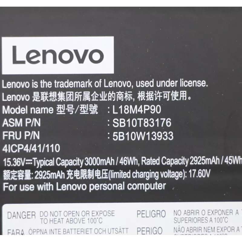Batteria ricaricabile interna agli ioni di litio per laptop Lenovo 46 Wh, modello 5B10W13933