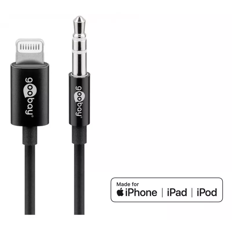 Cavo di collegamento audio Goobay Apple Lightning su 3,5 mm 1 m nero