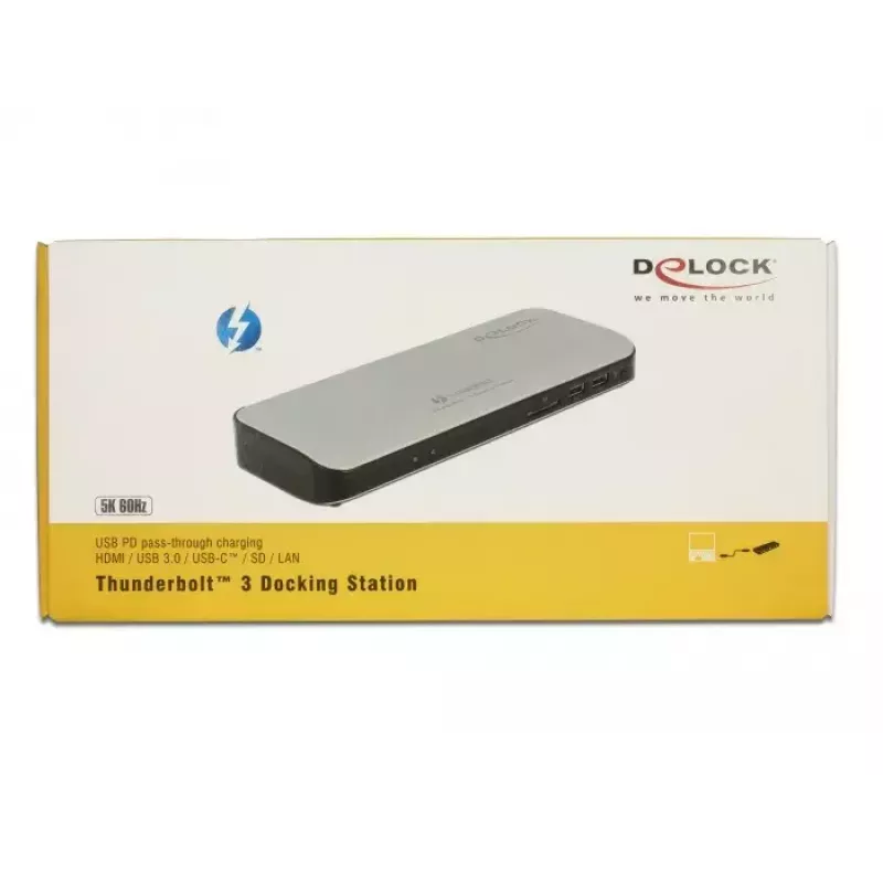 Dock per laptop DeLOCK 87725 con filo Thunderbolt 3 nero argento
