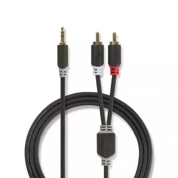 Cavo audio Nedis CABW22200AT10 1 m 3,5 mm 2xRCA antracite