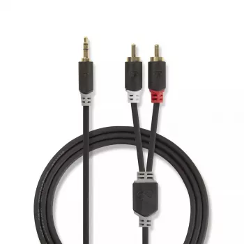 Cavo audio Nedis CABW22200AT20 2 m 3,5 mm 2 x RCA antracite