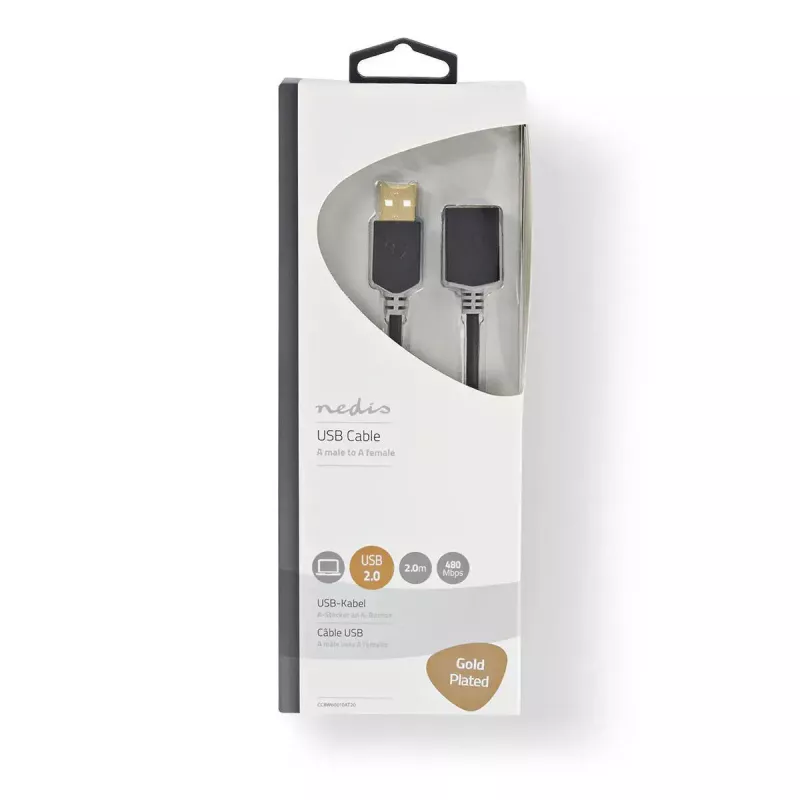Cavo USB Nedis CCBW60010AT20 2 m USB 2.0 USB A antracite
