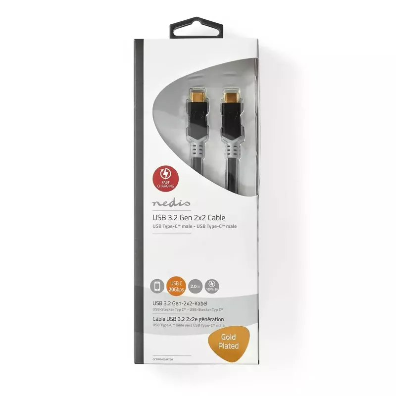 Cavo USB Nedis CCBW64020AT20 USB4 Gen 2x2 2 m USB C nero argento