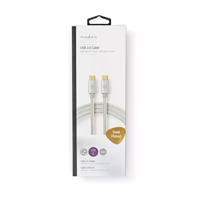 Cavo USB Nedis CCTB60700AL20 2 m USB C alluminio USB 2.0