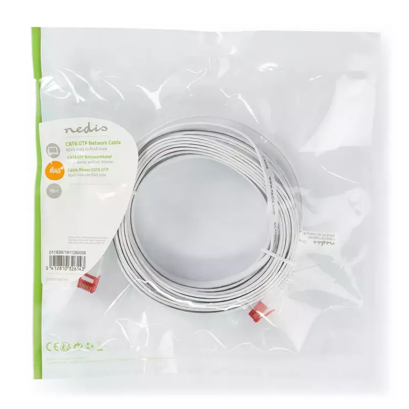 Nedis CCGP85216WT100 Cavo di rete bianco 10 m Cat6 U/UTP