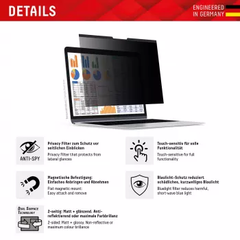 Filtro privacy Displex PRIVACY SAFE magnetico 2 vie per laptop/notebook 13,3